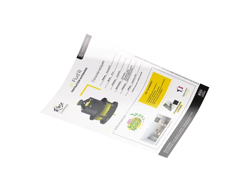 Fiche technique du bloc de ventilation Flud R Rose Charpente